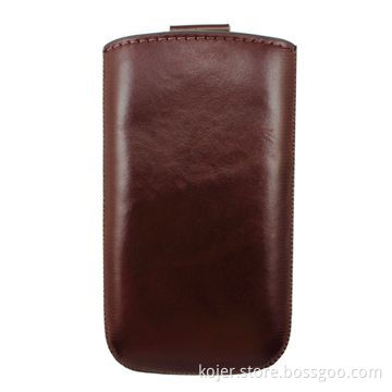 Genuine Leather Case for Apple's iPhone 4, Made of Cowhide, Retractable Pull-tab